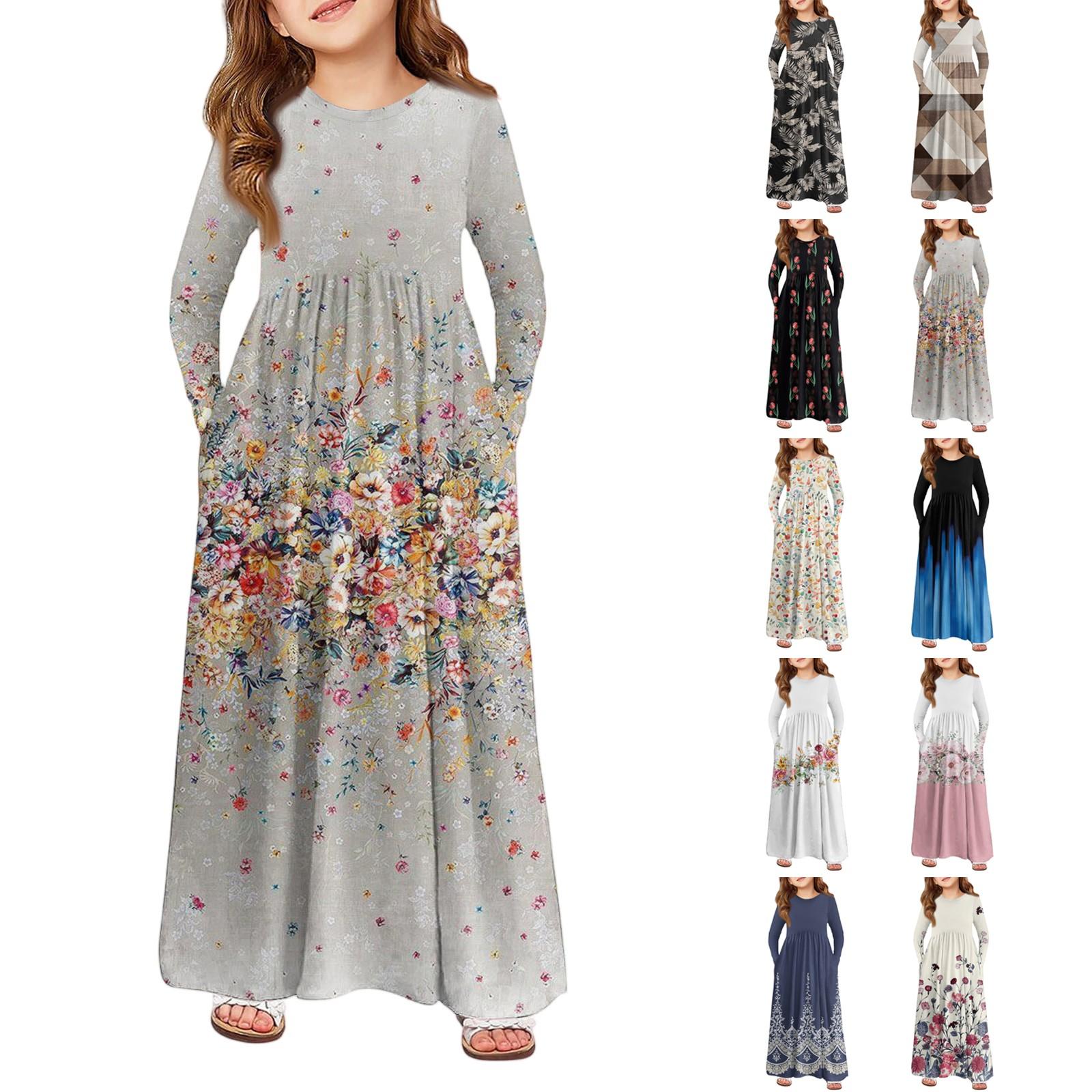

Girls Maxi Dress - Long Sleeve Pocket Dress 160 жовтий