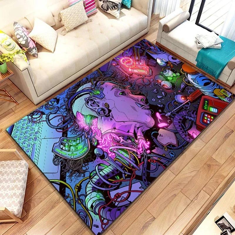 Cartoon Sci-fi Scene Bedroom Floor Mat Decoration Home Living Room Floor Mat