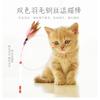 Interactive Cat Wand Toy With Feather Bell Plastic Handle Steel Wire Design Indoor Play Mental Stimulation