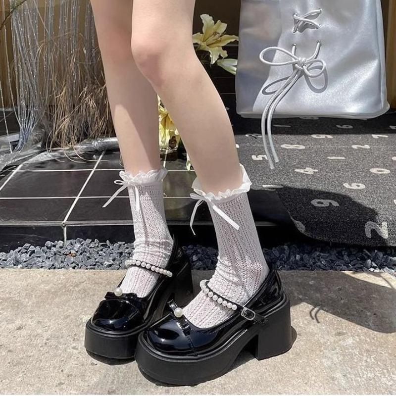 Fashion Luxury Women Shoes Mary Jane Shoes 2025 Fashion Round Toe High Heels for Women Party Leather Footwear Lolita Shoes Casual Shoe