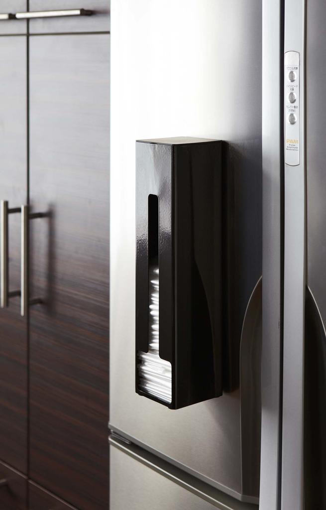 Yamazaki Jitsugyo Magnetic Freestanding Plastic Bag Stocker Tower Black Approx. W8XD8XH32.5cm Tower 7840