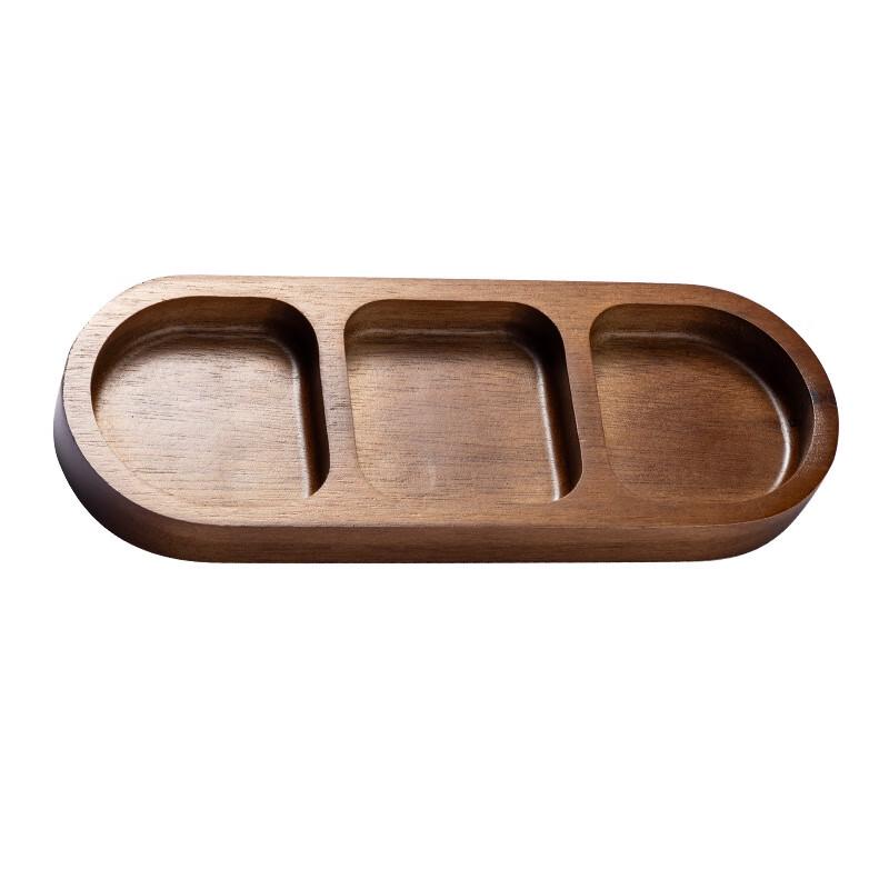 Acacia Wood Divided Condiment Plate 20.5x7.5cm