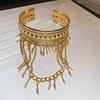European & American Pleated Metal Bangle: Elegant Cold-Style Bracelet with High-End Luxury Design