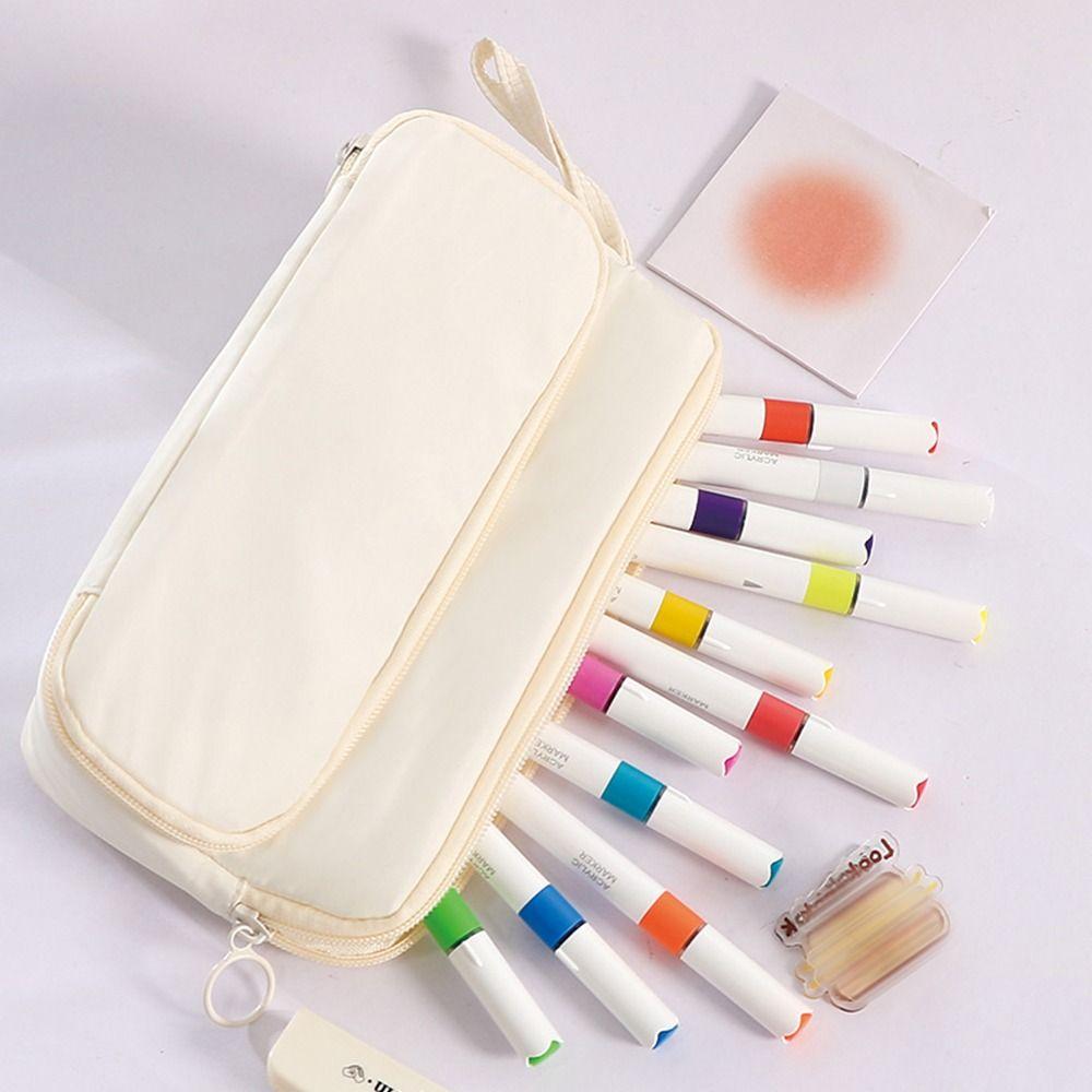 Multifunctional Staircase Type Pen Bag Double Layers Large Capacity Stationery Bag Pencil Case Students