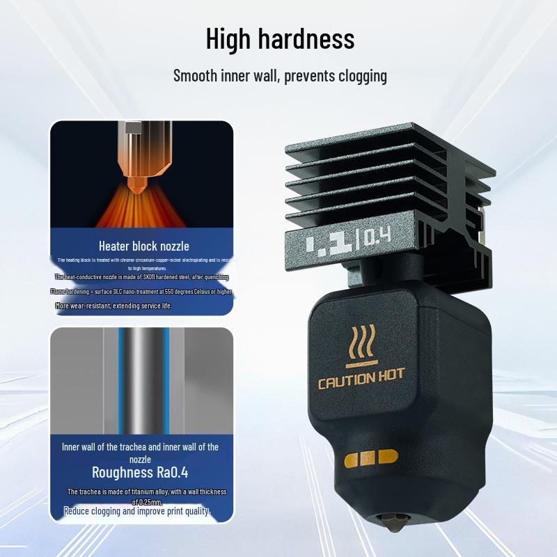 Kingroon Hotend Assembly for TuoT Zhu P2S with High-Flow Hardened Steel Nozzle (H2D/H2S/H2C Compatible).