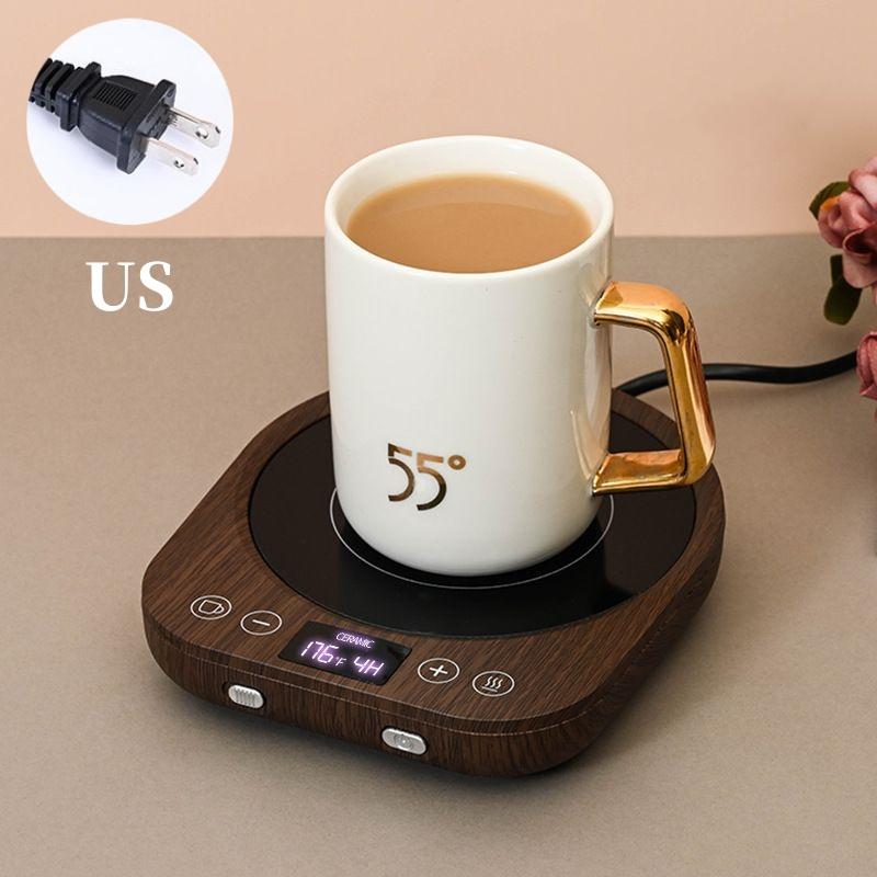 

Настольный подогреватель чашек с вилкой ЕС/США, подогреватель кружек для кофе, 3-ступенчатая термостатическая подставка для стеклянных/керамических/металлических чашек, электрический нагреватель
