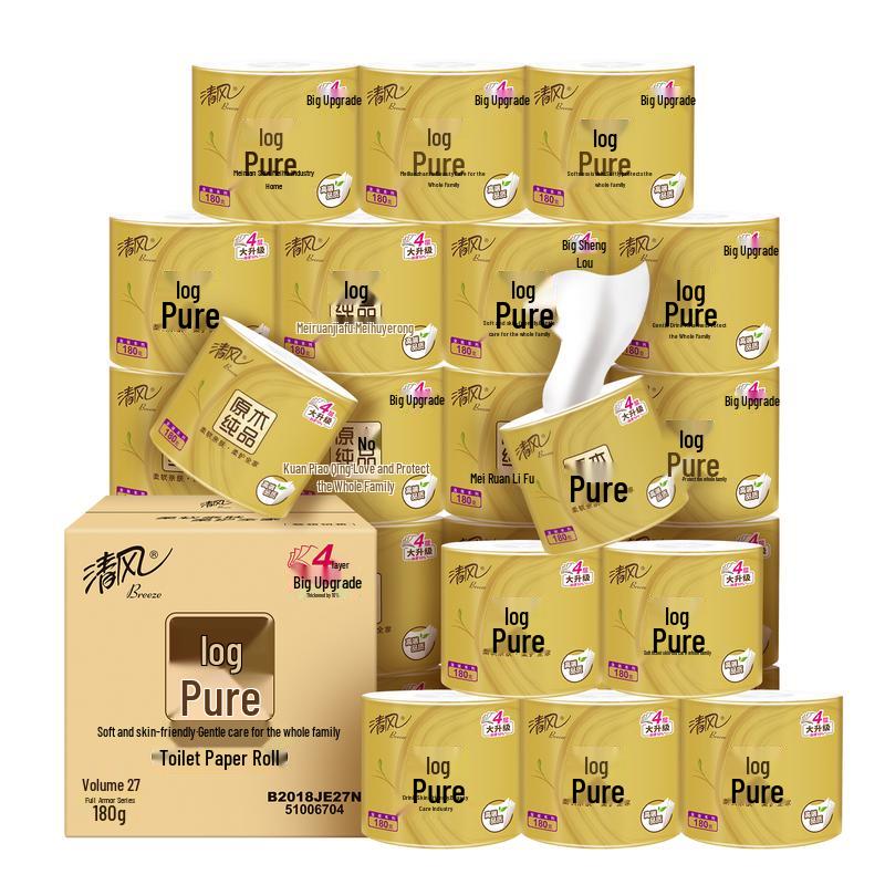 Breeze Premium 4-Ply Thickened Toilet Paper Rolls
