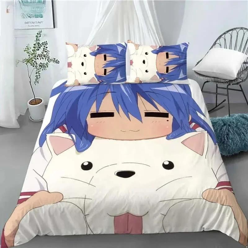 New Lucky Star 3D Print Anime Girl 3 PCS Duvet Cover Set Fashion Bedding Sets Comforter Duvet Cover Pillowcase Home Textiles