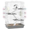 4-Tier, 16-Tube Hamster Cage with House, Ramp, and Accessories, Metal and Plastic, 47x30x70 Cm, Grey
