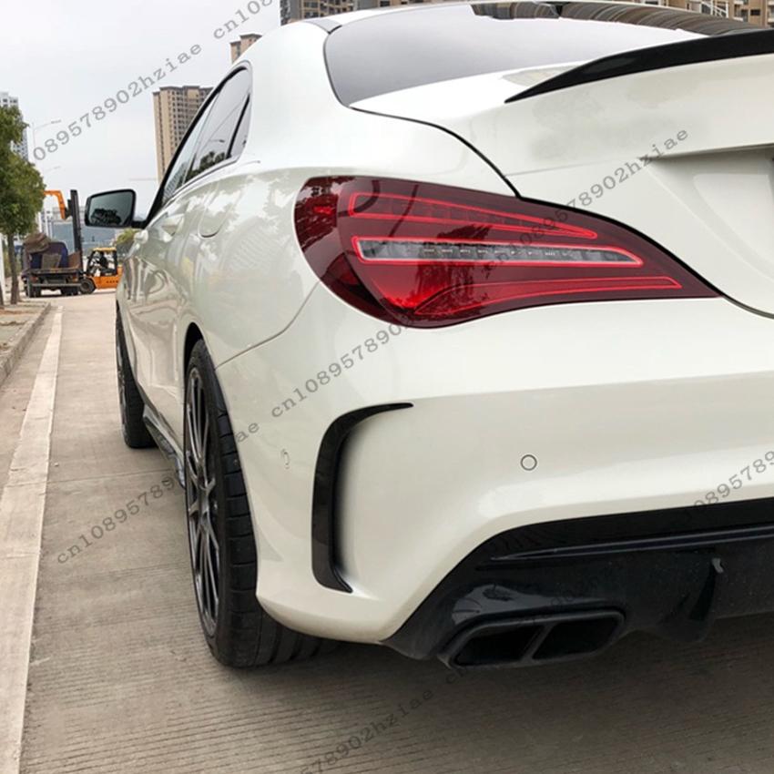 2pcs Gloss Black Rear Bumper Spoiler Fins Trims For Mercedes-Benz CLA-Class W117 C117 CLA200 220 250 260 45 AMG 2013-2019 Tuning