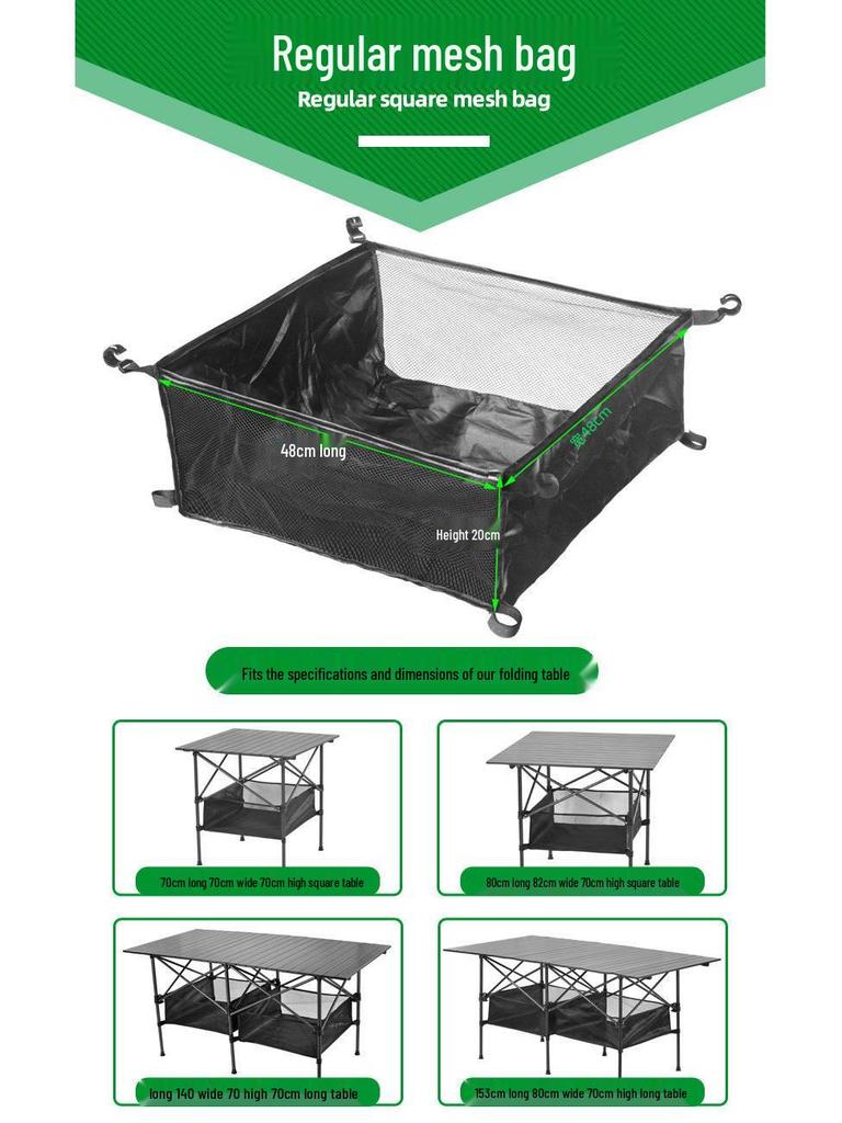 Black Mesh Hanging Bag Set: 16 & 20-Piece Outdoor Folding Table Accessories