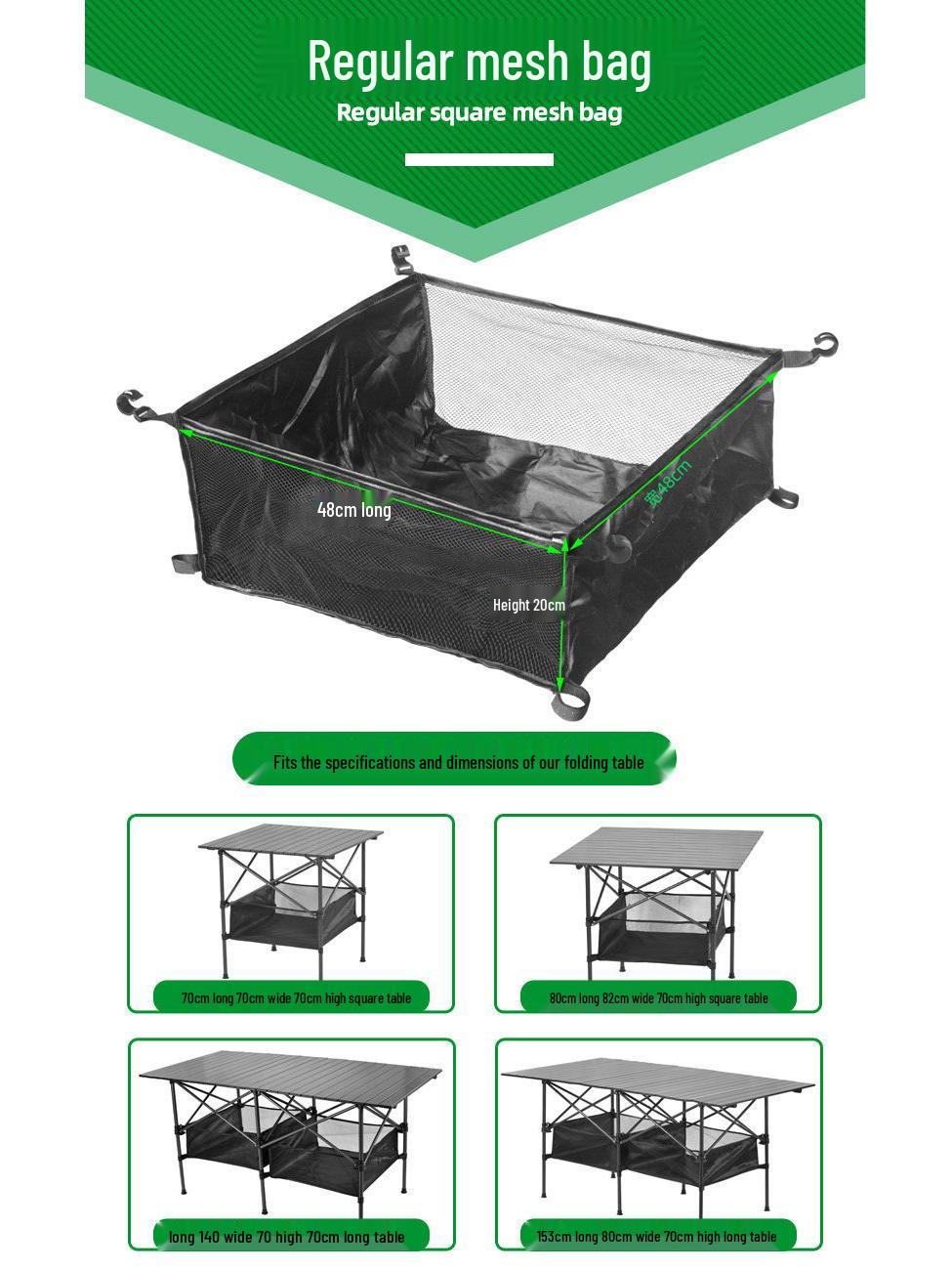 

Black Mesh Hanging Bag Set: 16 & 20-Piece Outdoor Folding Table Accessories