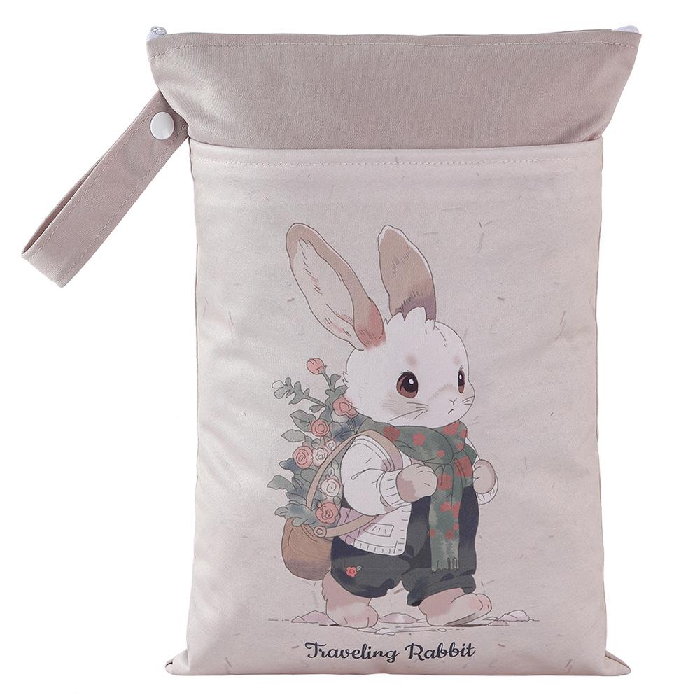 25x35CM Waterproof Double Zipper Double Pocket Printed Diaper Bag