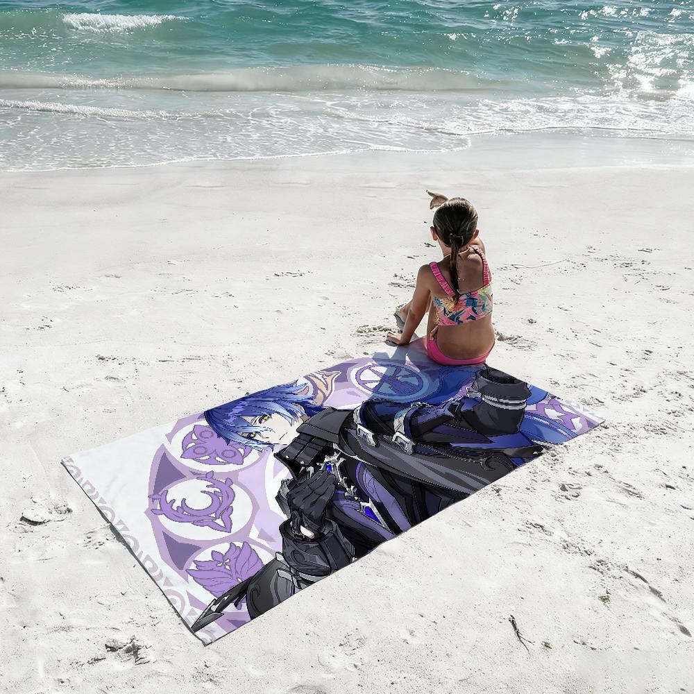 Game Flins Genshin Impact Towel Soft Lightweight Anti-Sand Large Beach Towel Quick-Drying Bath Sports Family