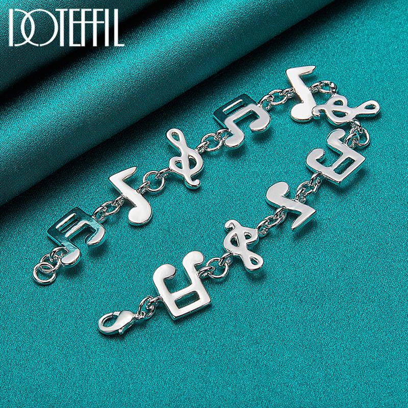 925 Sterling Silver Music Symbol Bracelet Fashion Jewelry