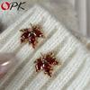 ANENJERY Red Maple Leaf and Cubic Zirconia Earrings for Women, Versatile Unique Jewelry… More