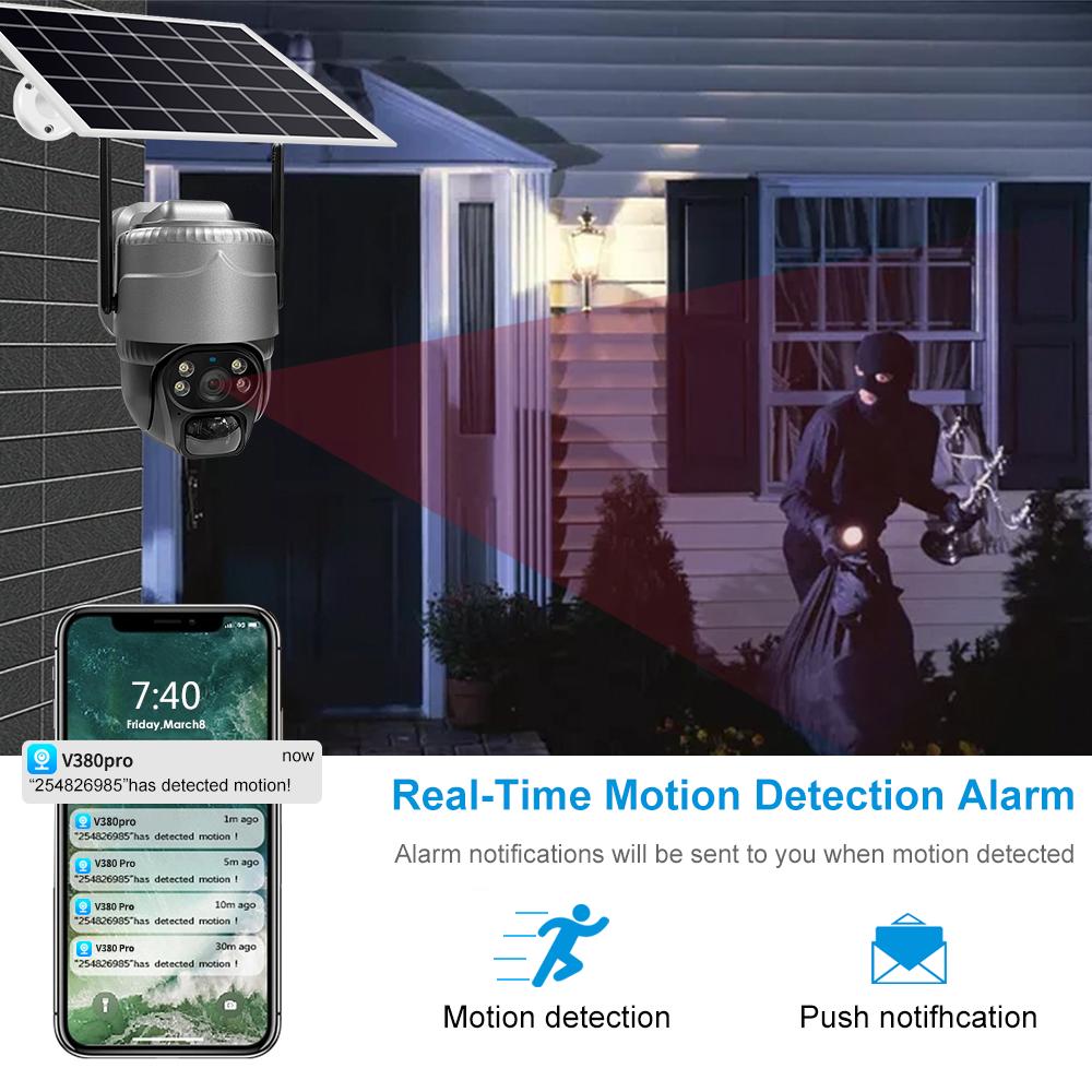 New 5MP HD Solar Camera 4G/WIFI Outdoor 4G Sim Built-in Battery Telecamera PTZ Auto Tracking Home Security Protection CCTV Camera