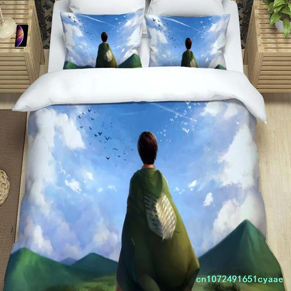 Attack On Titan Printed Polyester Bedding Bedding Set Quilt Cover Pillowcase Soft And Comfortable Customizable