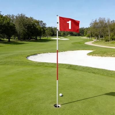 Golf Flagstick Flagpole Detachable 3 Section Pin Flag Red for Outdoor Putting Green Lawn