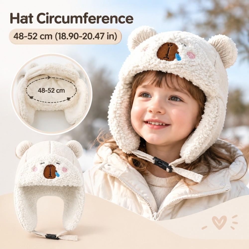 Cartoon Bears Toddler Winter Hats Plushie Ears Protective Cap Kid Outdoor Caps for Cold Weather