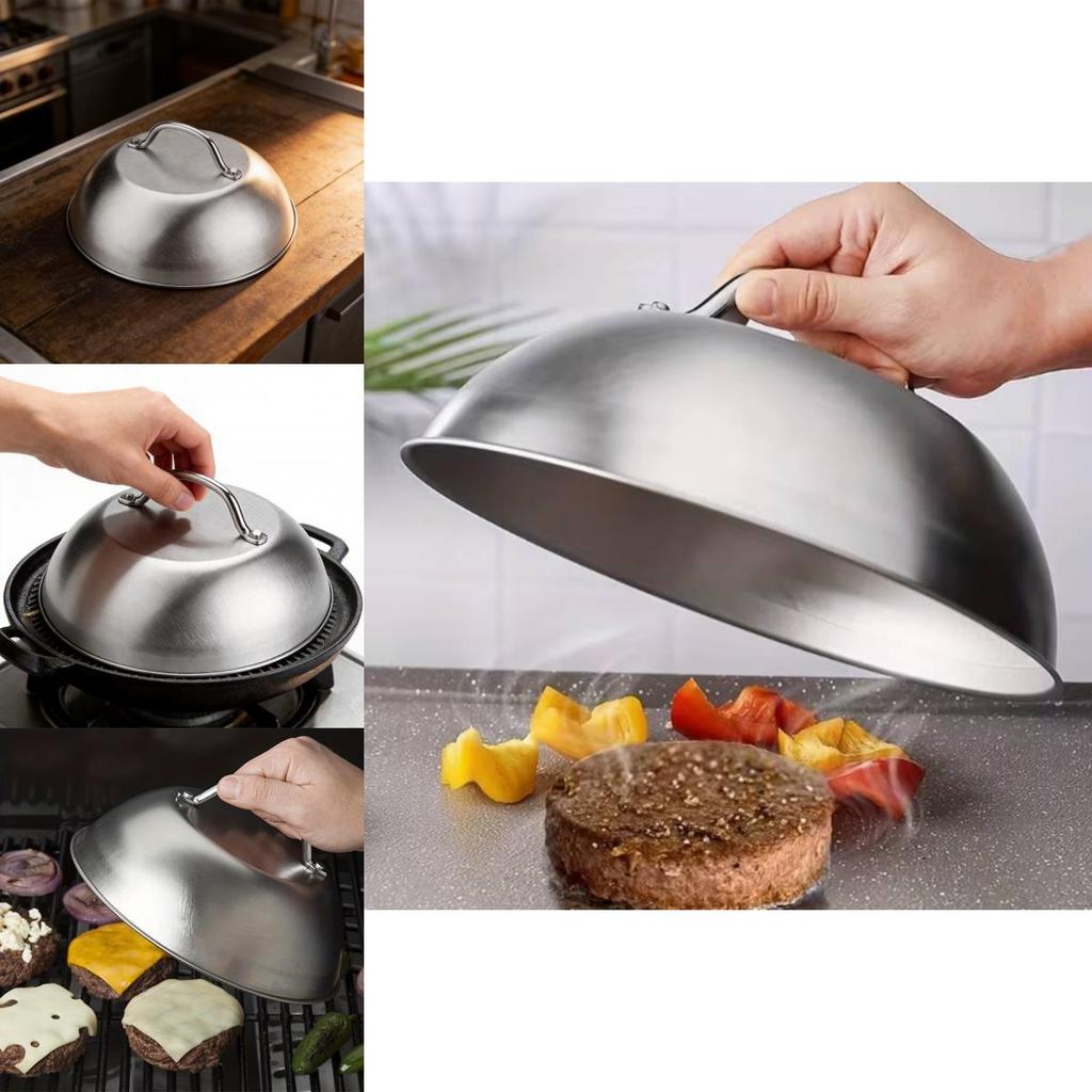 Stainless Steel Grill Cover For Steak And Burgers With Heat Resistant Design For Home And Outdoor Cooking