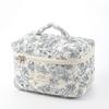 Hand-held makeup bag large capacity small floral storage bag portable quilted cotton fabric cute flowers travel bag