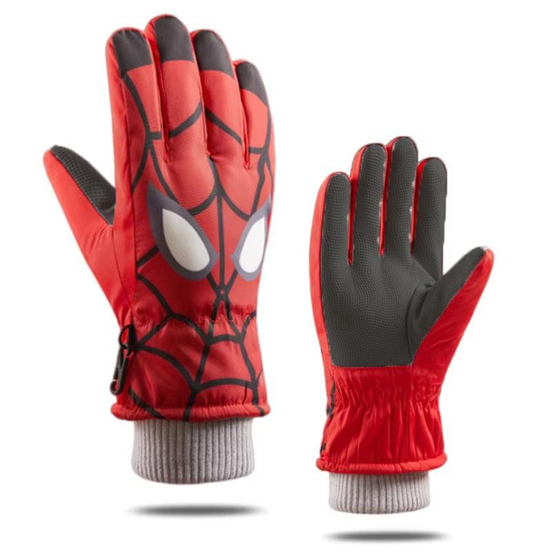 Spider Man Children Ski Gloves Windproof Fleece Gloves for Outdoor Cycling Cool Cartoon Themed Warm Gloves Kids Gifts