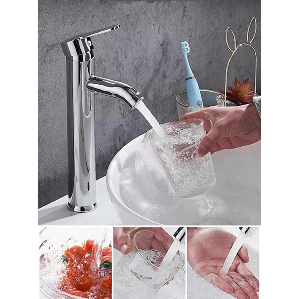 Bathroom Basin Faucet With 60CM Hoses Hot Cold Mixer Tap Deck Mounted Single Handle Stainless Steel Bathroom Sink Faucet