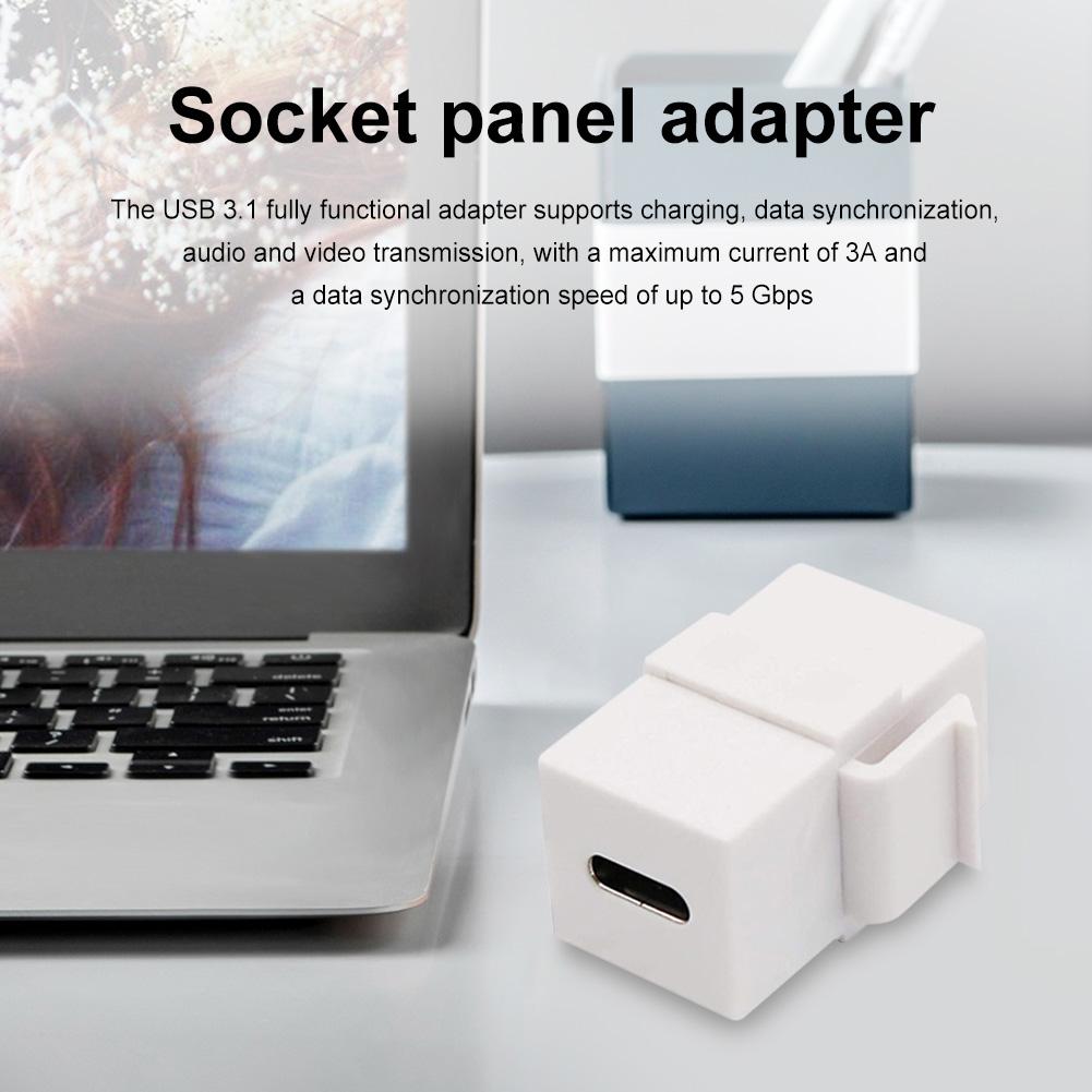 USB 3.1 Type C Socket Cable Port Support Charging Data Synchronization Keystone Insert for Wall Plate Outlet Panel