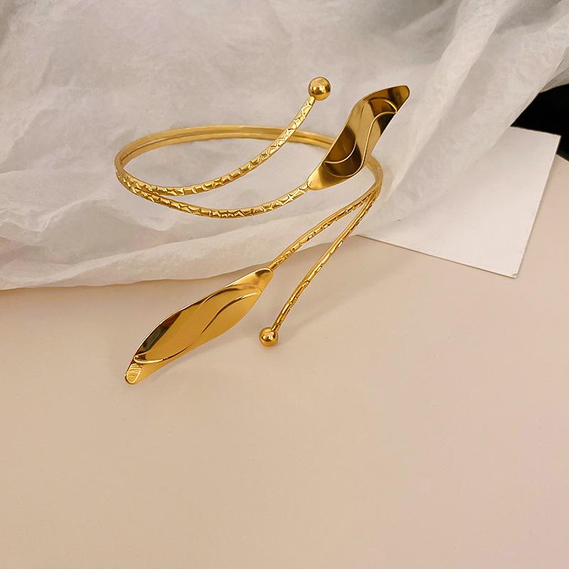 Minimalist Double-Layer Hollow Armlet: European & American Style, Exaggerated & Fashionable High-End Bracelet
