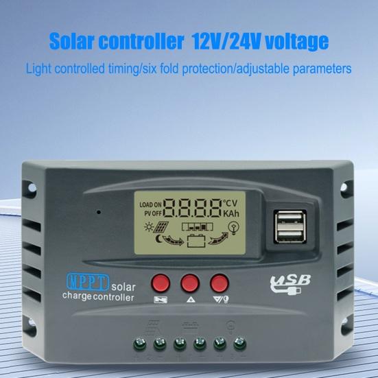 Regulátor solárního nabíjecího panelu 30A-100A 12V/24V systémy Regulátor solárního nabíjení se stabilizací napětí Ochrana proti přebití Odvod tepla