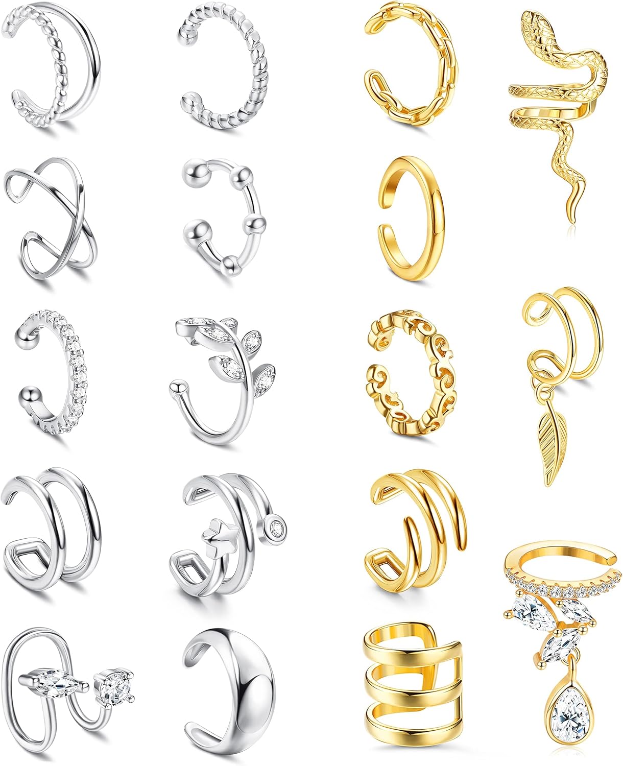 

Bobisty 18Pcs Ear Cuff Earrings for Women 14K Gold Plated Non Piercing Adjustable Ear Cuff Earring Helix Wrap Ear Jewelry Gifts