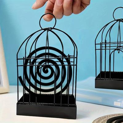 Incense Holder Metal Mosquito Coil Stand Bird Cage Design Incense Burner No Electricity Needed for Home Garden Indoor Decor