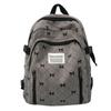 Schoolbag trendy schoolbag women's new corduroy large capacity bow printing student backpack high value backpack