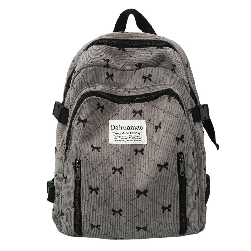 

Школьная сумка для студентов большой емкости новая универсальная бархатная школьная сумка свежий бант высокая стоимость повседневный рюкзак серый