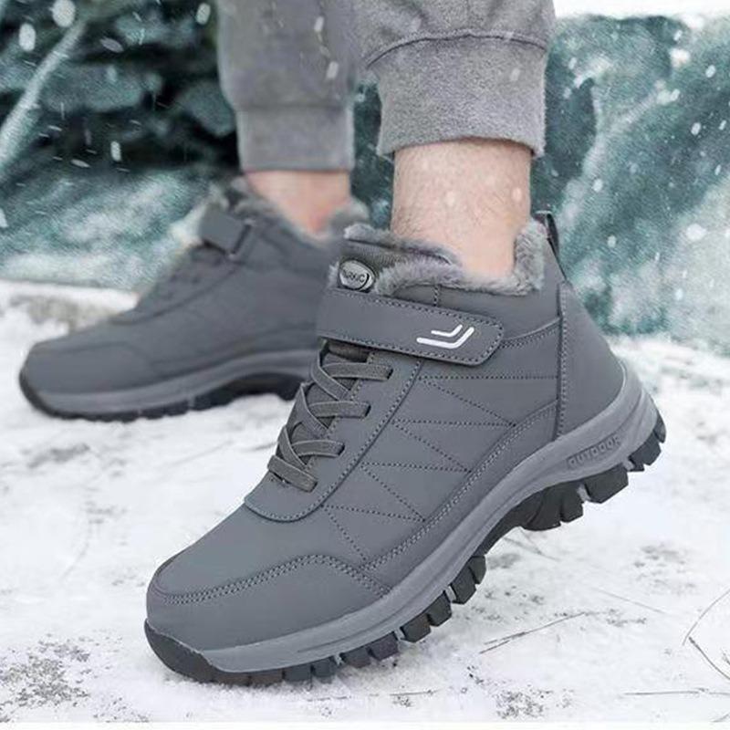 Middle-aged walking shoes autumn and winter velvet winter round head cotton warm thickened shoes men's shoes