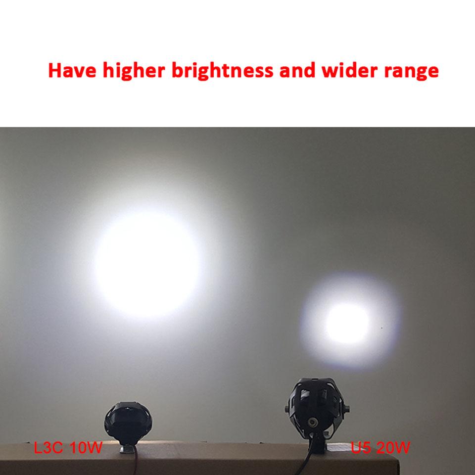 PAMENET Fari LED Moto 6000K Dual Color 8-80V – Proiettori Aggiuntivi Con Interruttore, IP67, Lente Bifocale, Nero (Set A)