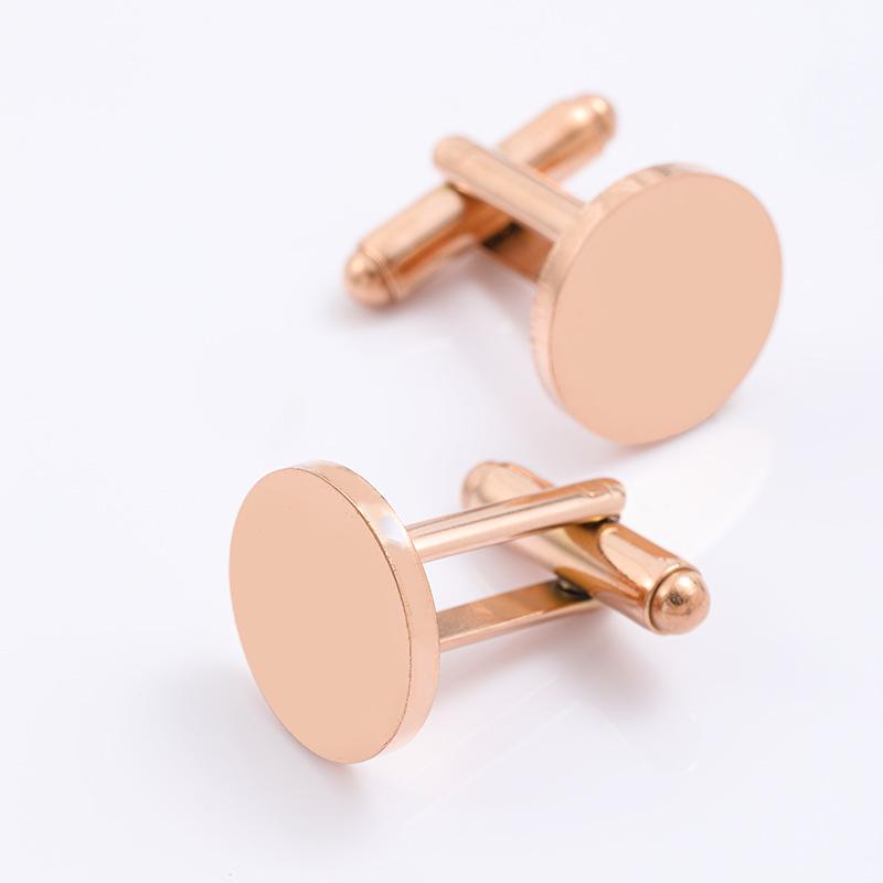 Stainless Steel Round Cufflinks for Men's Shirts (15mm)