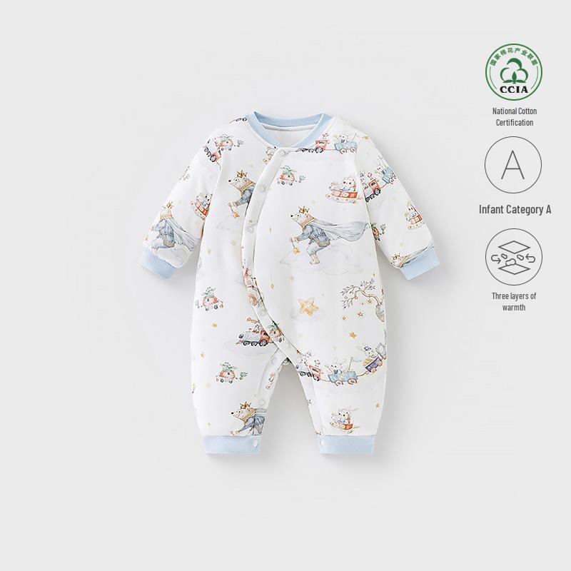 Newborn Baby Winter Jumpsuit: Thickened Pure Cotton, Class A, Warm Padded Crawling Outfit 80 cm