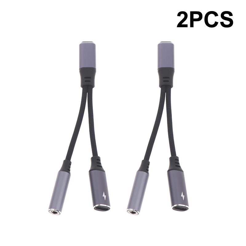 2 In 1 Usb C To 3.5Mm Headphone And Charger Adapter Pd 60W Quick Charging Cable Aux Jack Adapter For Mobile Phone Pad