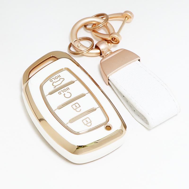 4 Button For Hyundai Sonata Ix25 I20 Creta Santa Fe Gls Reina Ix35 Grand I10 Elantra Tucson Tpu Car Key Cover Case Keychain