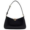 Bolsa de Ombro de Couro com Ferragens Metálicas e Logo Eleanor para Mulheres Preta 164762-001