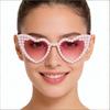 Pearl Heart Sunglasses Fashion Plastic Party Sunglasses For Women Cute Love Shape Eyewear Stylish Pink Lens Photo Props