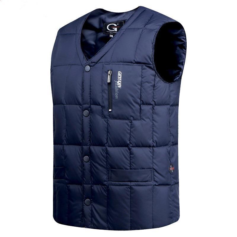 Herren Herbst Winter wasserdichte Weste Weste V-Ausschnitt ärmellose einfarbige warme Jacke