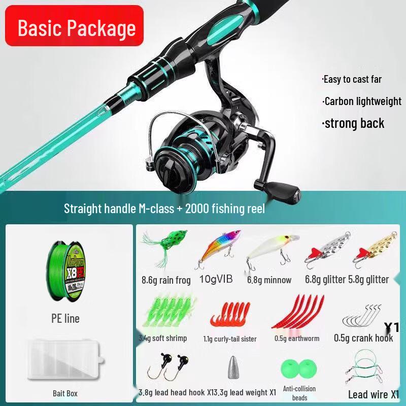 Oeny 2.4m Carbon Fiber Lure Rod Kit with Baitcasting Reel