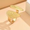 Cross-Border Fashion Angel Wings Stainless Steel Feather Ring - Elegant, Symmetrical, and Adjustable Versatile Jewelry