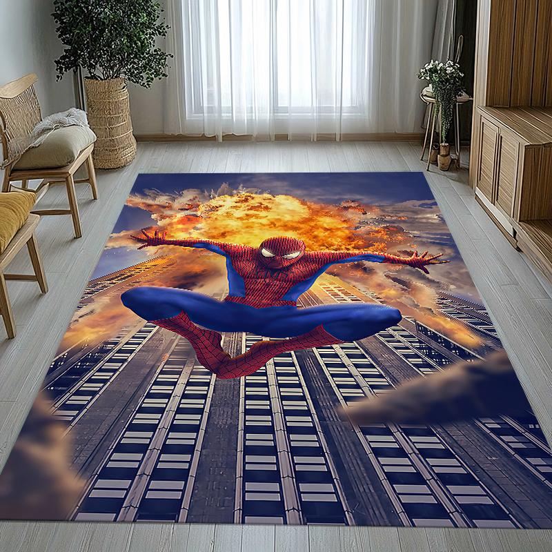 Marvel Avengers Spider Man Cartone Animato Tappeto Area Antiscivolo per Soggiorno Tappeto Morbido per Camera da Letto Stanza dei Giochi dei Bambini Divano, Zerbino Decorazione per la Casa
