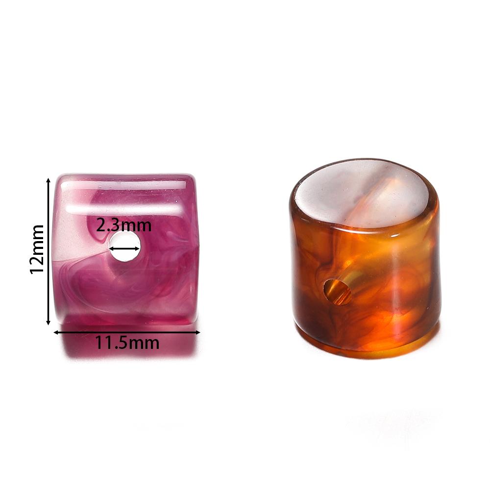 10 Stück 11,5x12mm Zylindrische Perlen Acryl Imitation Stein Lose Abstandshalterperlen für DIY Armband Halskette Schmuckherstellung Zubehör