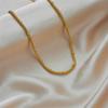 Gold Plated Mesh Chain Necklace with Spacer Beads Fashion Jewelry for Women