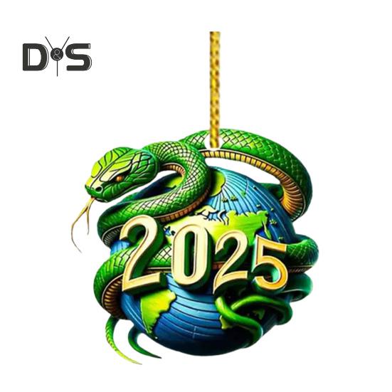 

2025 змея подвесное украшение для дома комнатная рождественская елка зеркало заднего вида автомобиля 2D плоская акриловая змея подвесное украшение новогодний кулон Snake